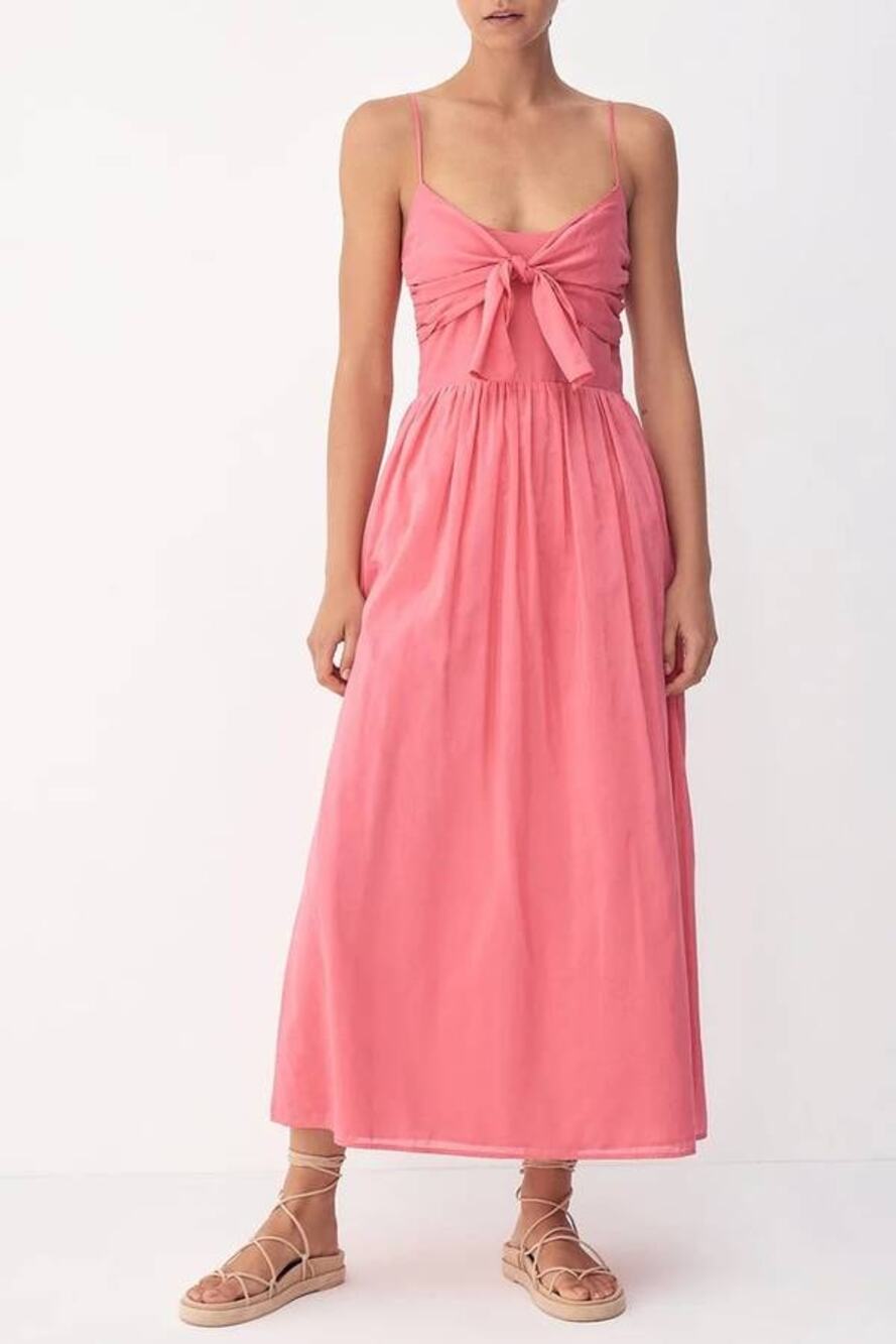 Bird & Knoll Womens Bayou Midi Dress in Hibiscus Pink XXS